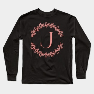 Pink Monogram- Letter J Long Sleeve T-Shirt